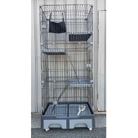 3 Levels 3 Doors 189cm High Cat Enclosure/Cage with Wheels